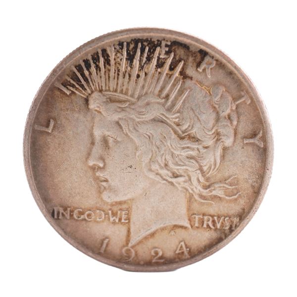1924 U.S. Peace Dollar 90% Silver Coin, Circulated