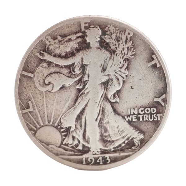1943 U.S. Walking Liberty Half Dollar 90% Silver Coin, Circulated