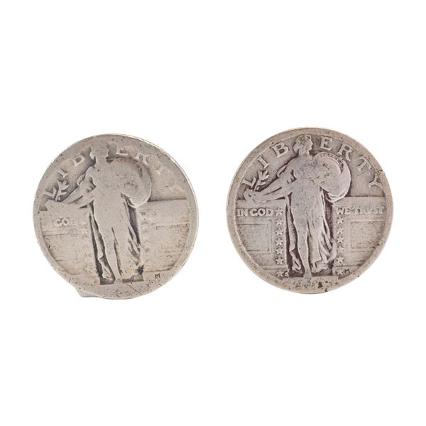 Lot of 2 U.S. Standing Liberty Quarter 90% Silver Coin, Circulated