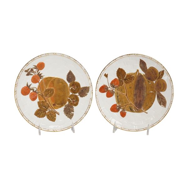 2pc Wedgwood Gilded Fruit Plates