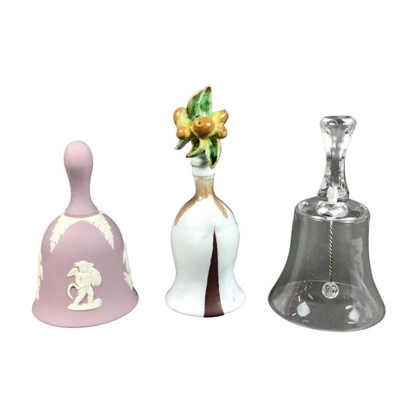 3pc Decorative Table Bells Including Wedgwood and Crystal