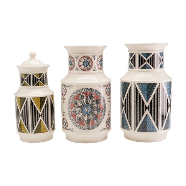 Three Wedgwood Design 63 Queen's Ware Jars