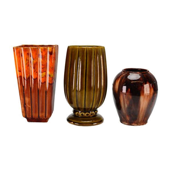 Three Brush McCoy and McCoy Pottery Vases