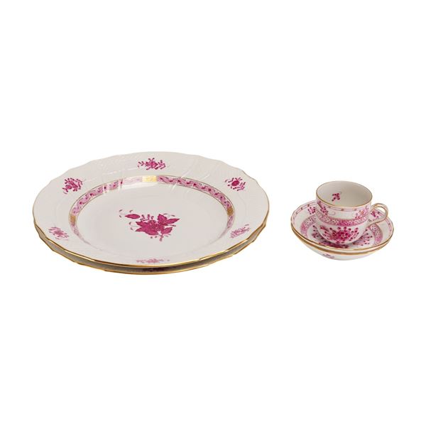 5pc Herend Porcelain Hand-Painted Place Setting