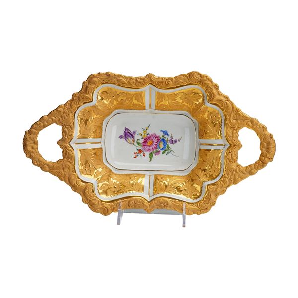 Meissen German Porcelain Gilded Floral Serving Tray