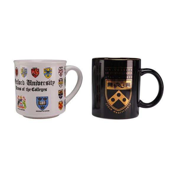 2pc Commemorative University Ceramic Mugs, Oxford and Pennsylvania