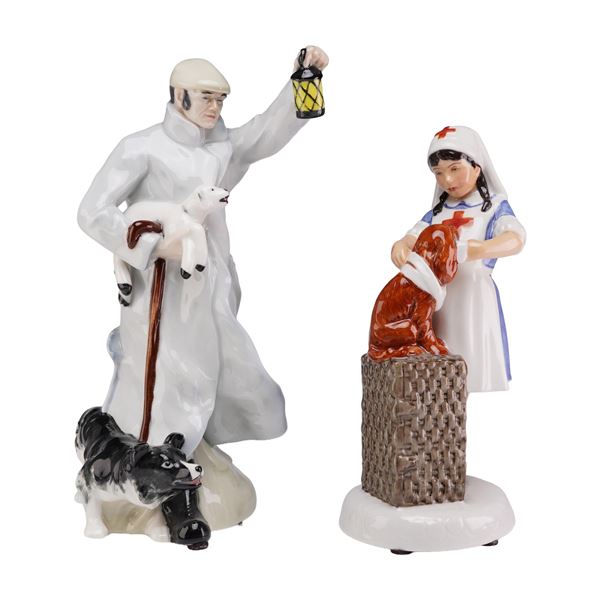 Two Royal Doulton Reflections and Childhood Days Figurines, Shepherd HN3160 and It Won't Hurt 2963