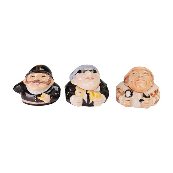 3pc Kevin Francis Ceramic Face Pots, British Bobby and Sherlock Holmes