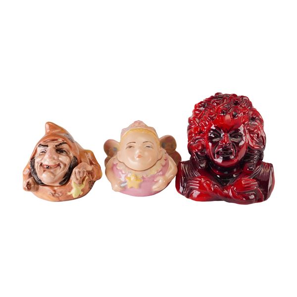 3pc Kevin Francis Face Pots, Prototype Medusa, Star Dust, and Prototype Esmeralda