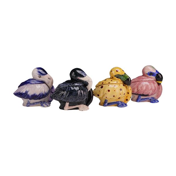 Four Kevin Francis Face Pots Dodo Prototype and Hand Signed Color Trials