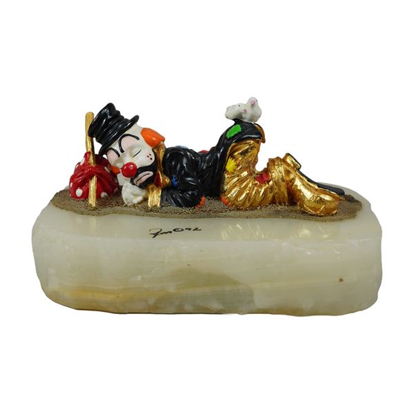 Ron Lee Signed Nest to Nothing Onyx Base Clown Sculpture