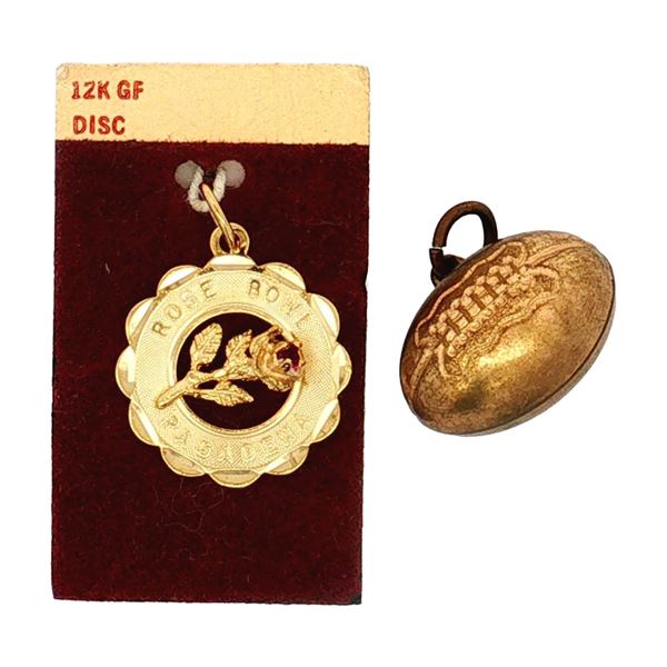 2pc Gold-Filled and Gold-Tone Rose Bowl and Football Charms