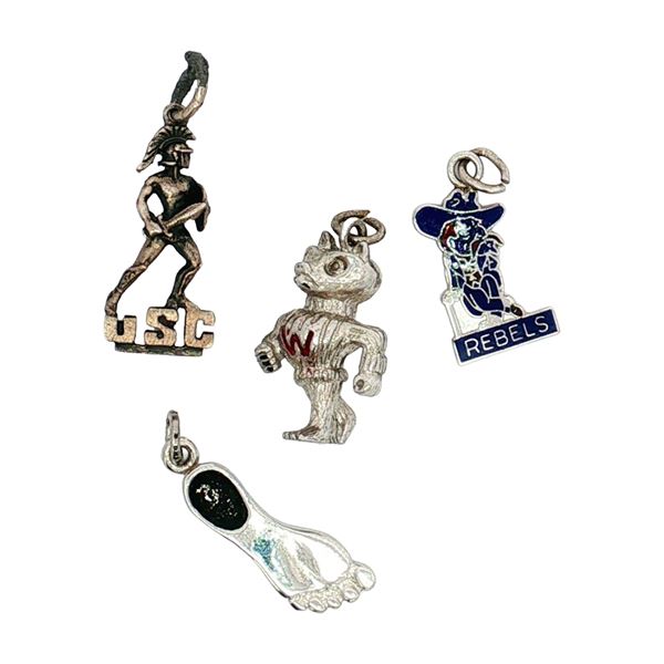 4pc Sterling and Non-Sterling Silver Miniature University Mascot Charms