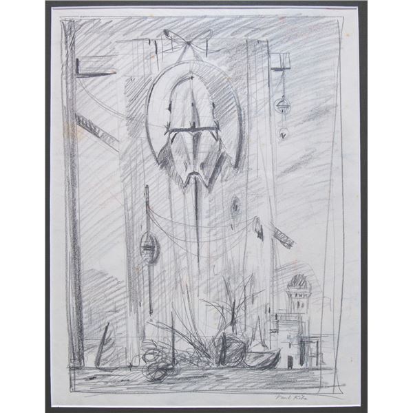 Paul Riba, Original Graphite Drawing on Paper, Signed