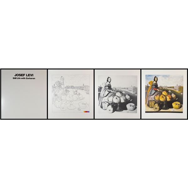 Josef Levi (American 1938) 3 Lithographs Still Life With Zurbaran with Original Portfolio Case signe