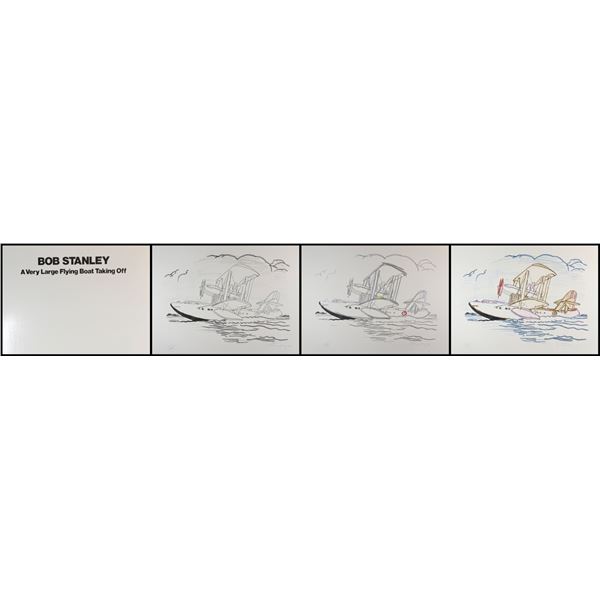 Robert Stanley (American 1932-1997) 3 Lithographs A Very Large Boat Taking Off Portfolio signed