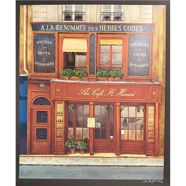 Andre Renoux (1939-2002), Serigraph, Cafe St. Honore, Signed