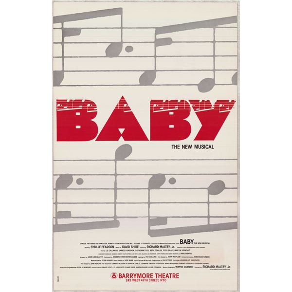 Baby: The New Musical by Frank Fraver Verlizzo, Original Theatre Production Poster, 1983 Broadway Wi