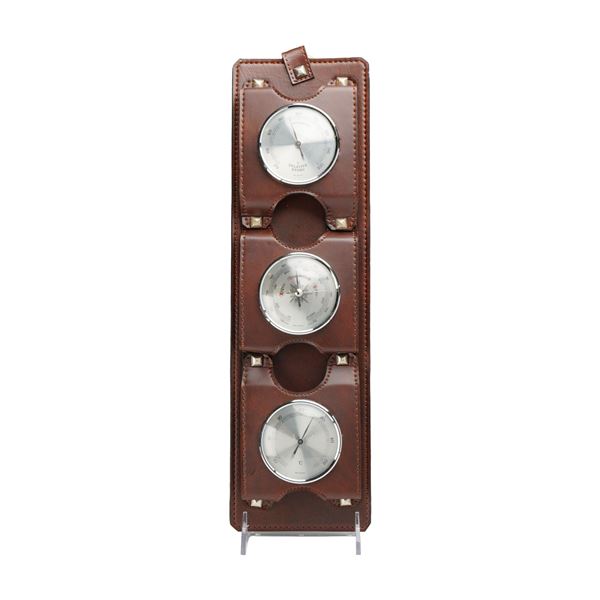 West German 3-in-1 Vertical Weather Station in Leather Holder