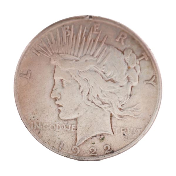 1922 U.S. Peace Dollar 90% Silver Coin, Circulated