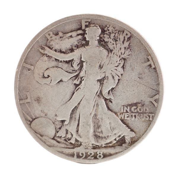 1928 U.S. Walking Liberty Half Dollar 90% Silver Coin, Circulated
