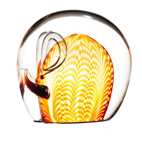 Renato Tosi for Cenedese Murano Sommerso Glass Elephant Figurine, 1988