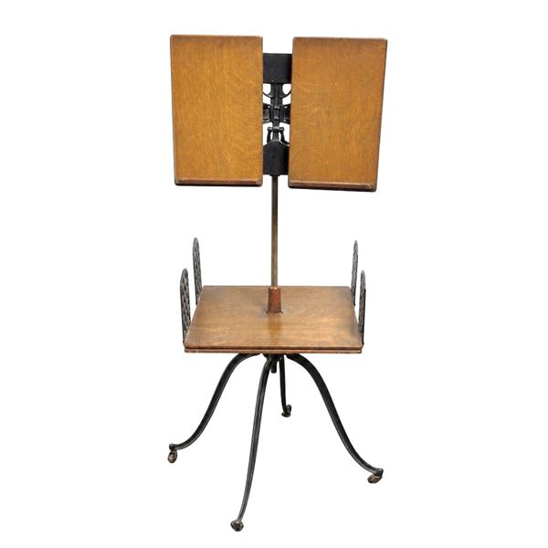 R.M. Lambie Victorian Oak and Cast Iron Adjustable Dictionary Stand