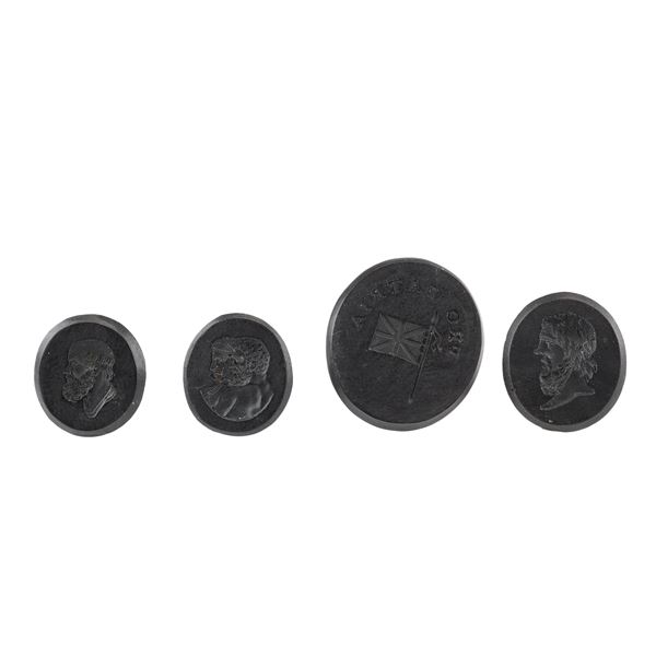 4pc Wedgwood Black Basalt Medallion and Intaglios