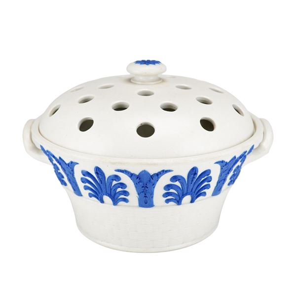 Wedgwood White Jasperware Potpourri Bowl and Cover