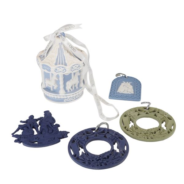 5pc Wedgwood Jasperware Christmas Ornaments