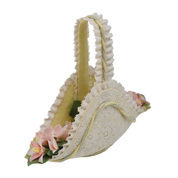 Lladro Caprichos Porcelain Lace Flower Museum Basket, Model 1017606, Includes Box