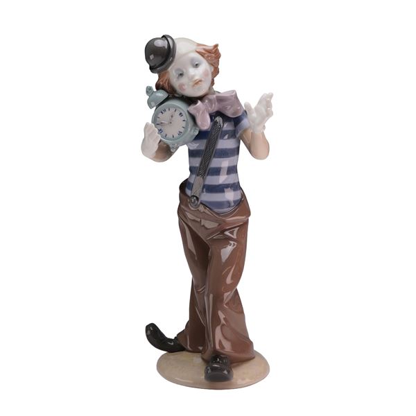 Lladro Porcelain Figurine Clown with Alarm Clock 01005056