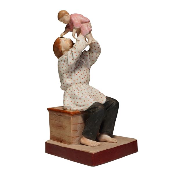 Gardner Imperial Russian Porcelain Figurine, Father and Child