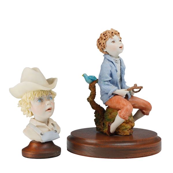 Two Bonni Porter Signed and Numbered Figurines on Wooden Bases