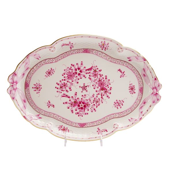 Herend Hand-Painted Porcelain Floral Pattern Oval Serving Platter