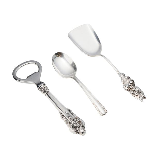 Lot of 3 Sterling Silver Utensils, Alvin Chapel Bells and Stieff Rose Patterns