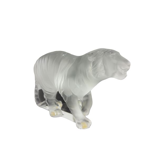 Lalique Frosted Crystal Bengal Tiger Figurine