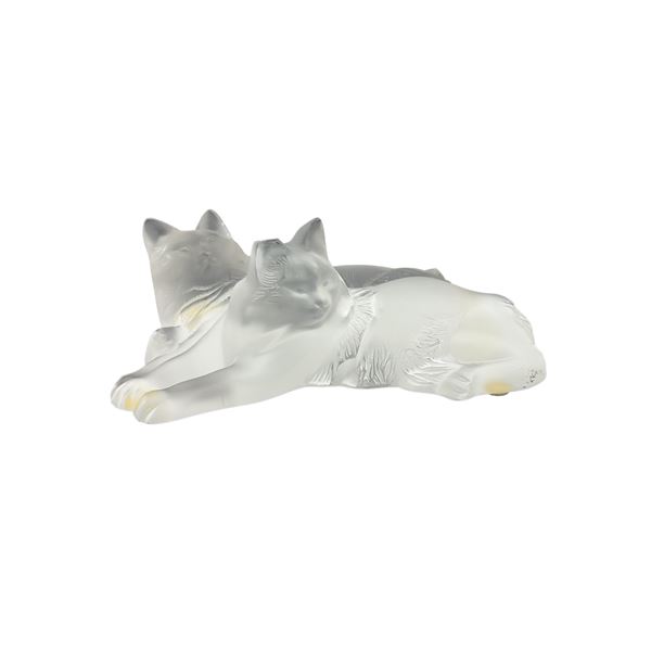 Lalique Frosted Crystal Cat Grouping