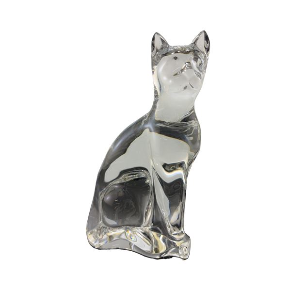 Baccarat France Crystal Sitting Cat Figurine