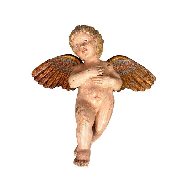 Italian Baroque Style Polychrome Wood Putto