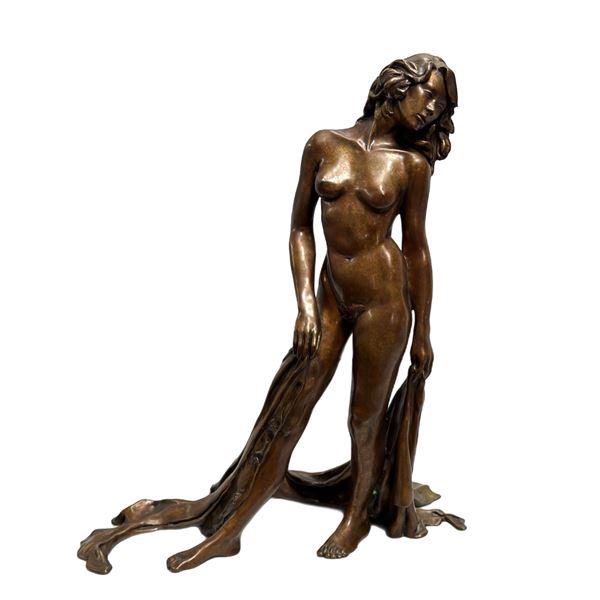 Harry McCormick (American, b. 1942), Bronze Sculpture of a Female Nude with Drapery, 1983