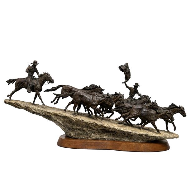 J. Shirley Bothum, Wrangling the Wild Ones, Bronze Sculpture