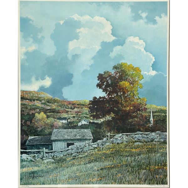Eric Sloane, New England Landscape, Signed and Numbered Offset Lithograph