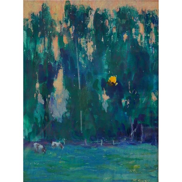 Michael Ryan (American/Dutch, b. 1953) Mixed Media on Paper, Night Landscape