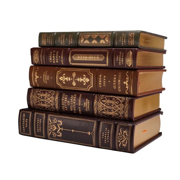 A 5-Volume Collection of Franklin Library Leather-Bound Works. Franklin Library, 1977-1980.