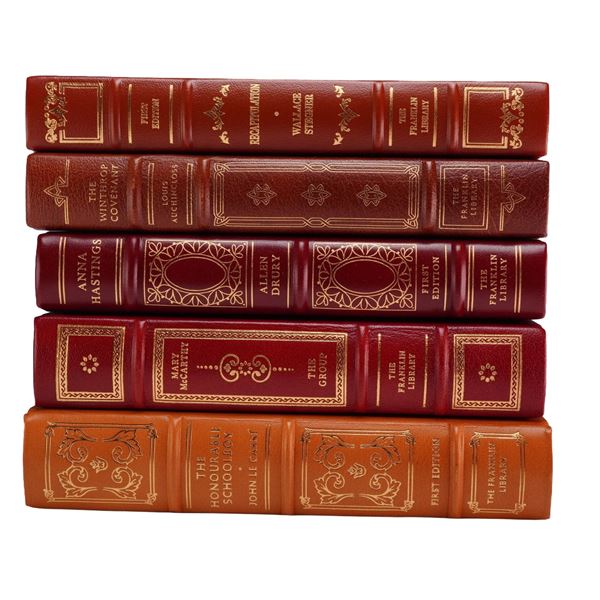 5pc The Franklin Library Books, Recapitulation, The Group (Signed), The Honourable Schoolboy, and Mo
