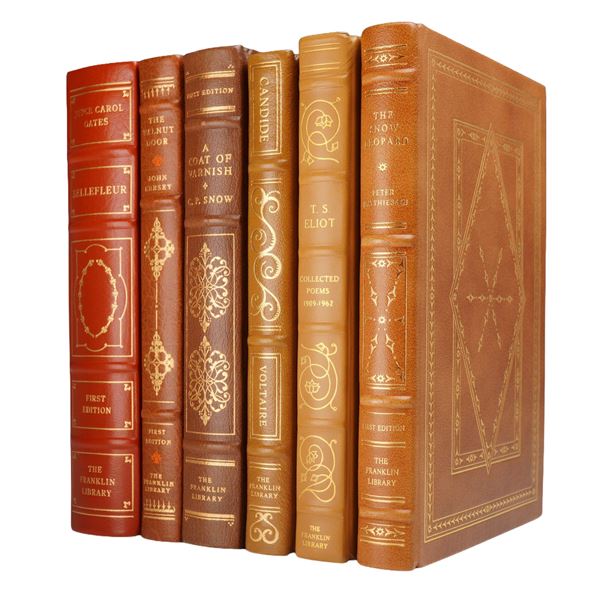 6pc Franklin Library Collection of First Edition Society Leather-Bound Volumes, 1978-1980.
