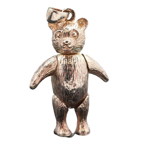 Sterling Silver Articulated Teddy Bear Pendant