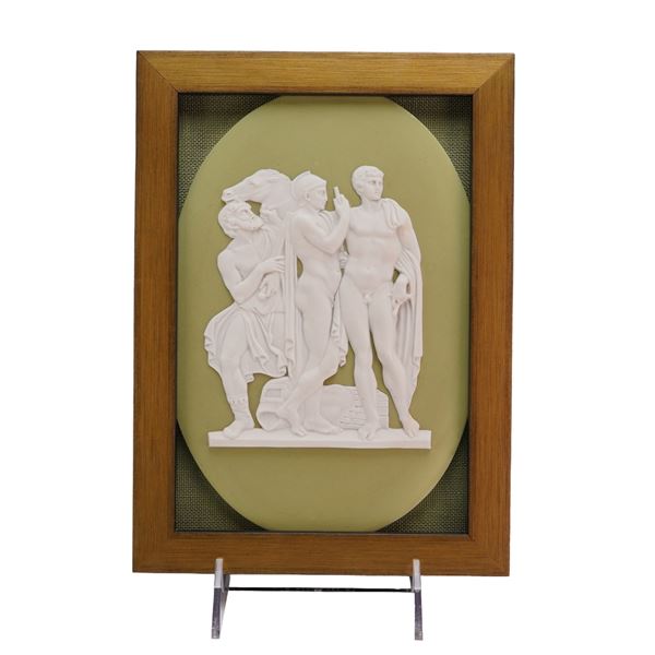 Wedgwood Green Jasperware Plaque of Diomedes and Odysseus with the Palladium Framed
