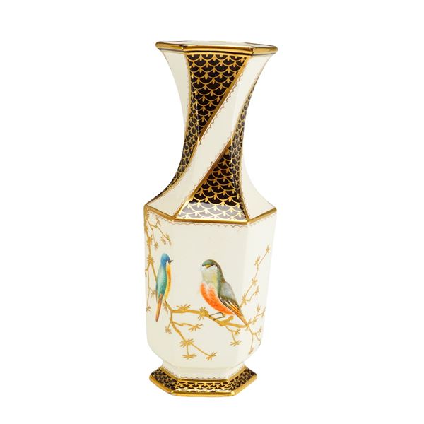 Wedgwood Bone China Hexagonal Hand Painted Bird Vase